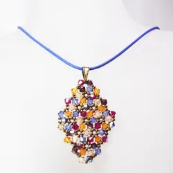 Pendant 65cm - Malvina Rhombus M-Lavender Leather - Pendant 65cm - Laiton bronze